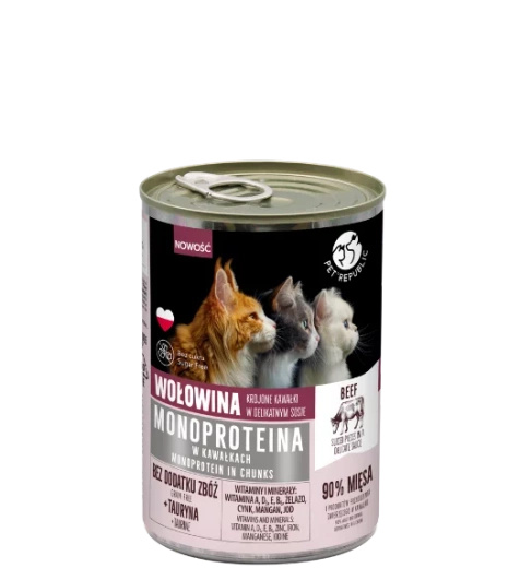 -50% termin: 19.07 Pet Republic Mono z wołowiną w sosie 400g