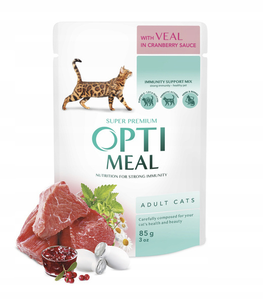 Optimeal Kot 85g Cielęcina w sosie żurawinowym
