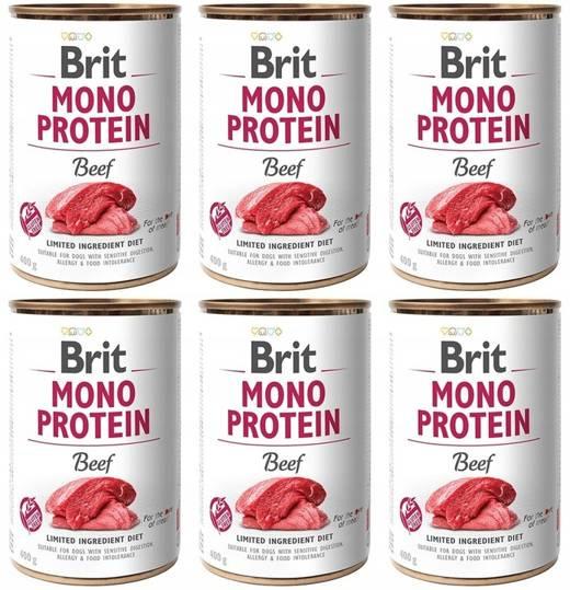 ZESTAW Brit Mono Protein Beef 6x400g