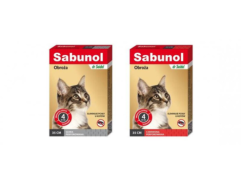 Sabunol obroża owadobójcza dla kota czerwona 35cm