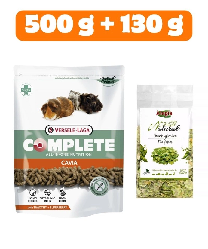 Zestaw Versele-Laga Cavia Complete 500g + Alegia płatki grochu 130 g