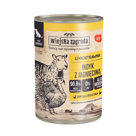 Wiejska Zagroda Indyk+Jagnięcina 400g puszka