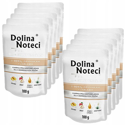 ZESTAW Dolina Noteci Małe Rasy 10x100g Gęś, Ziemniaki i Jabłko 100g