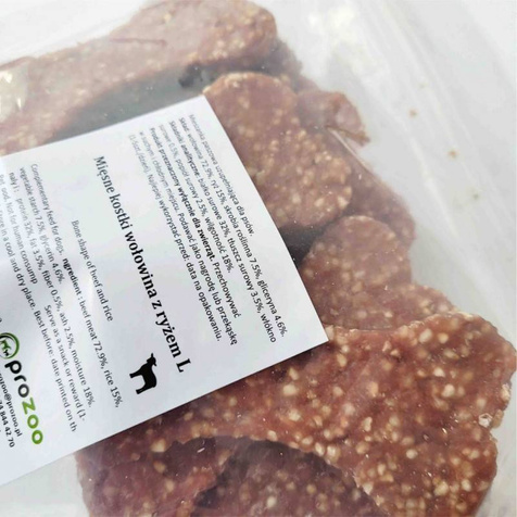 Prozoo Wołowina z ryżem- mięsne kosteczki 500g