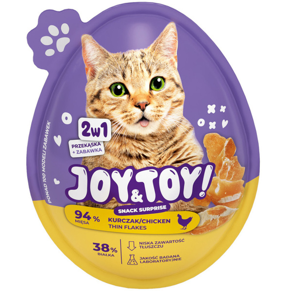 Joy&Toy Cat Jajko Niespodzianka o smaku Kurczaka i Zabawka 2w1 Dla Kota