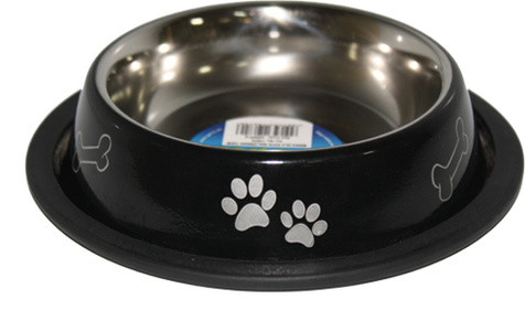 Yarro Miska metalowa na gumie malowana motyw łapki i kostki - czarna 11cm