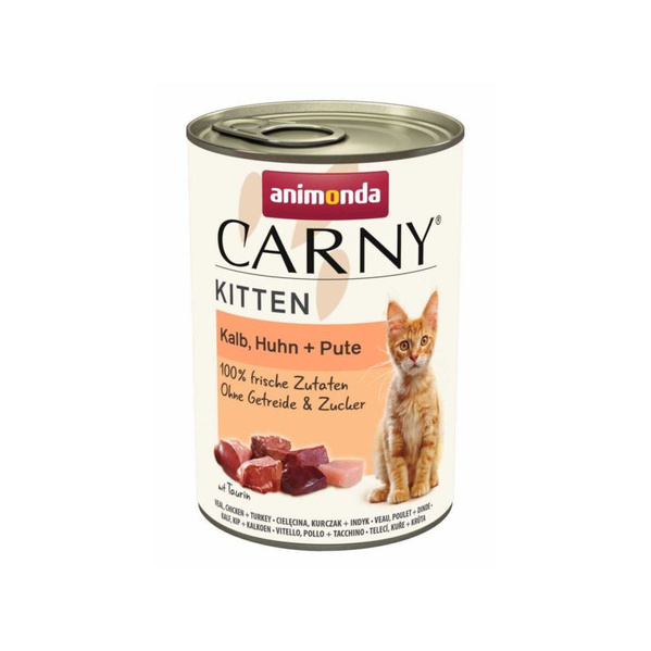 Animonda Carny Kitten – karma mokra dla kociąt cielęcina, kurczak, indyk (400 g)