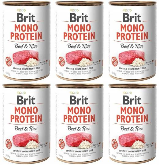 ZESTAW Brit Mono Protein Beef & Rice 6x400g