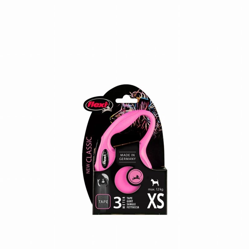 Smycz Flexi New Classic XS taśma 3m 12kg różowa 