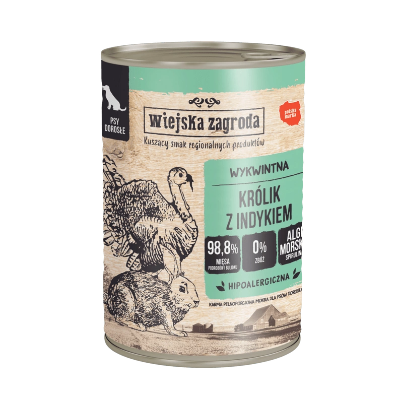 Wiejska Zagroda Królik+Indyk 400g puszka